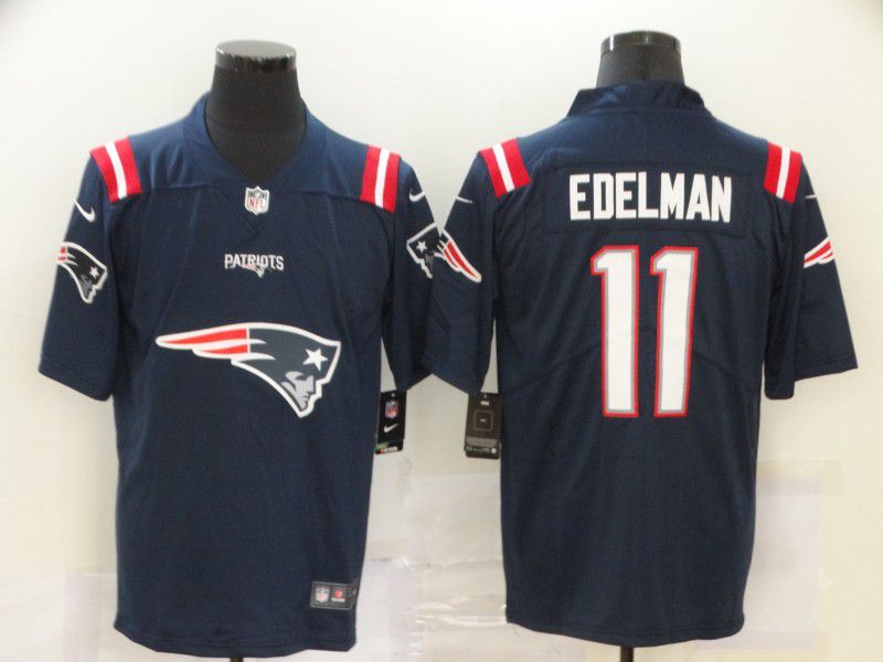 Men New England Patriots #11 Edelman Blue Nike Team logo fashion NFL Jersey